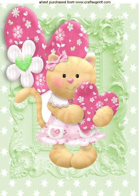 Lots of Heart Love Kitty in Ornate Frame A4