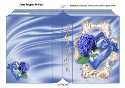 Pretty Blue Flowers on a Heart Folded Book