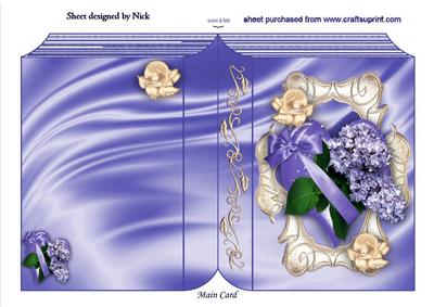 Pretty Lilac Flowers on a Heart with Bird Folded Book