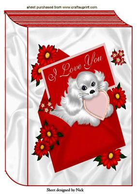 White Little Puppy I Love You Folded Book A4