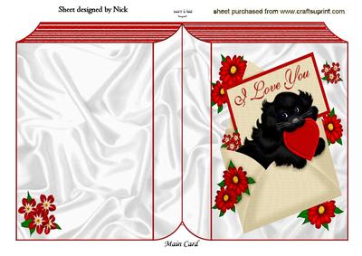 Cute Little Black Puppy I Love You Folded Book