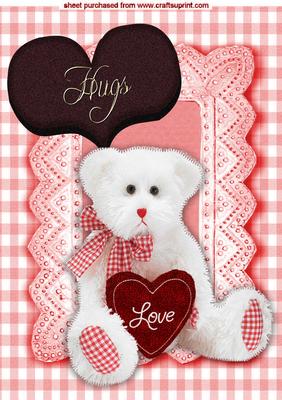White Bear with Hugs Biscuit Heart A4