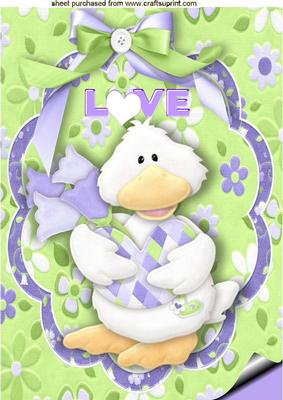 Cute Little Duck with Heart A4