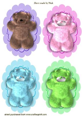 Cuddly Teddy Bears in Scalloped Frame Toppers