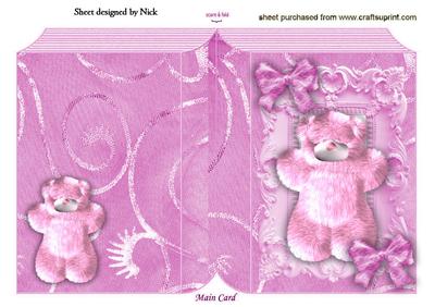 Cute in Pink Cuddle Bear with Pink Kiss Bow