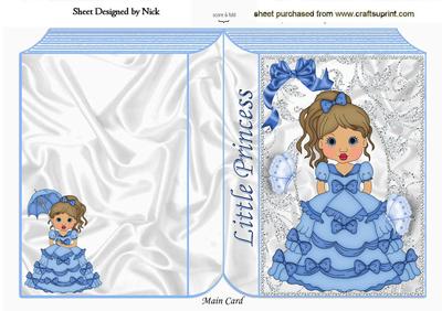 Little Princess in Blue on Pretty Folded Book