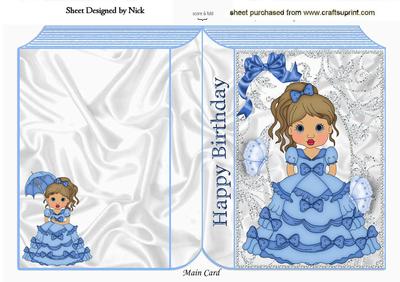 Litle Birthday Lady in Blue with Butterflies Folded Book