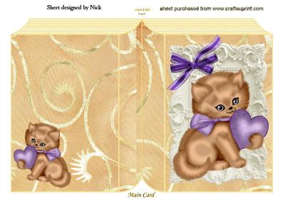 Cute Tabby Cat on Pretty Peach Folded Book