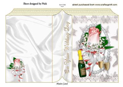 On Your Wedding Day Pink Rose Corsage with Champagne Book