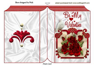 Be Mine, Red Roses on a Plaque with Dove Folded Book