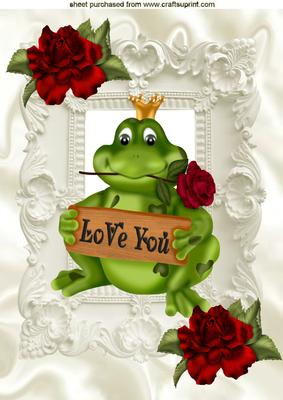 My Frog Prince with Red Roses in Ornate Frame A4
