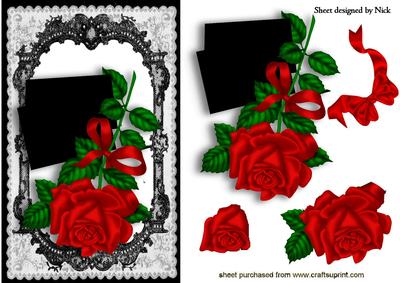 Sultry Black Lace with Red Rose and Envelope