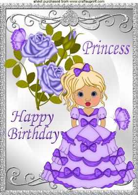 Little Princess in Purple with Roses and Butterflies A4