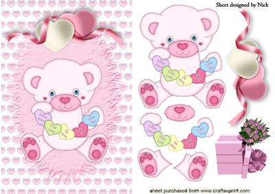 Teddy Bear with Love Hearts and Roses