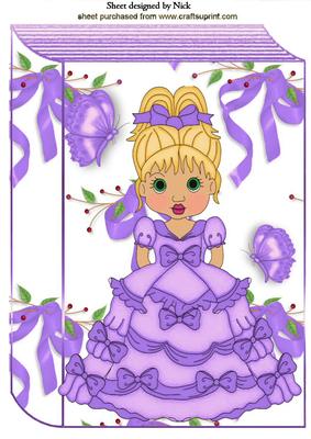 Pretty in Purple with Butterflies and Bows Folded Book A4