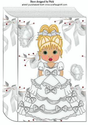 Pretty Victorian Lady in White with Butterflies Folded Book