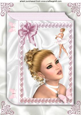 Beautiful Ballerina on Folded Book A4