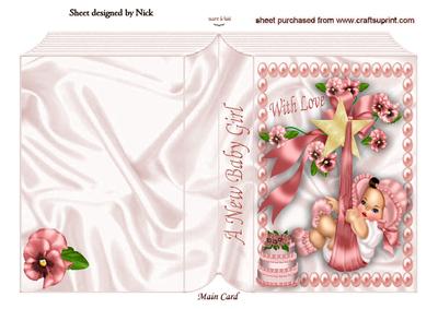 Sweet Baby Girl with Diaper Cake on Folded Book