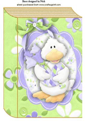 Duck with Flowers and Heart on Folded Book A4