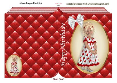 Pretty Girl in Red Dress in Gold Oval Frame Folded Book