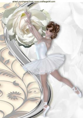 Pretty Ballerina with White Rose A4