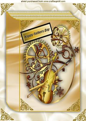 Steampunk Violin Fathers Day Folded Book A4