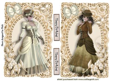 Steam Punks Ladies with Butterflies Toppers