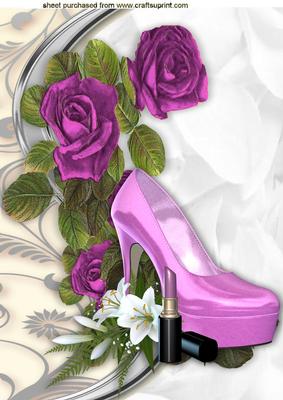 Pink Shoe with Lipstick and Pink Roses A4