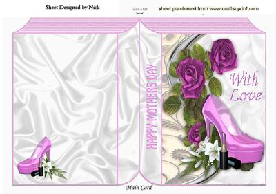 Pink Shoe with Pink Roses for Mothers Day Folded Book