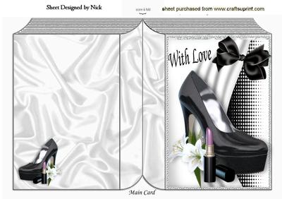 Black Shoe with Lipstick on Folded Book
