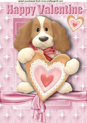 My Little Love Puppy with Hearts in Star Frame A4