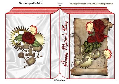 Steampunk Red Roses for Mothers Day Folded Book