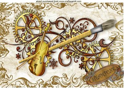 Violin in Steampunk Design with Frame A4