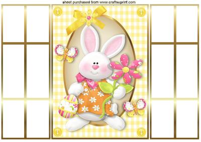 Cute White Easter Bunny with Butterflies French Gatefold