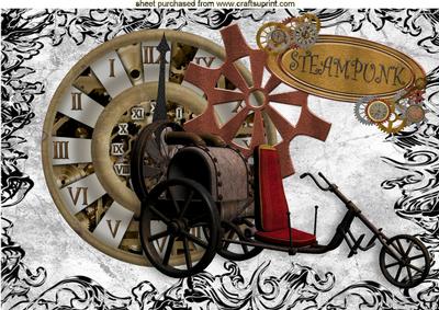 Steampunk Bike in Black Scroll Frame A4