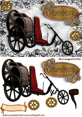 Steampunk Bike in Black Scroll Frame A5