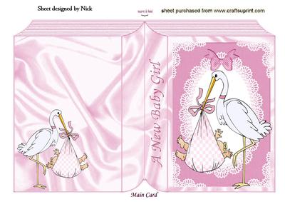 Baby Girl with Stork, Folded Book