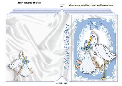 Baby Boy with Stork, Folded Book