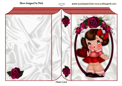 Sweet Little Girl with Hearts and Roses Folded Book