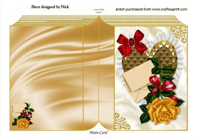 Gold Rose with Letter on Gold Heart Folded Book
