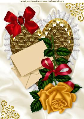 Gold Heart with Gold Rose and Letter A4