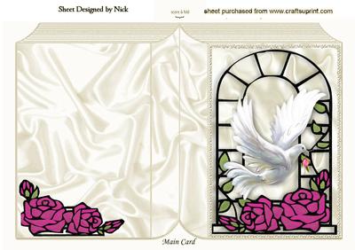 Folded Book of a White Dove and Roses