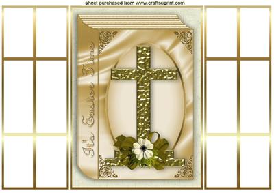 Easter Gold Cross with Flowers Book, French Gatefold