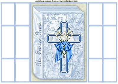 Blue Cross for Easter with Lillies on a Book French Gatefold