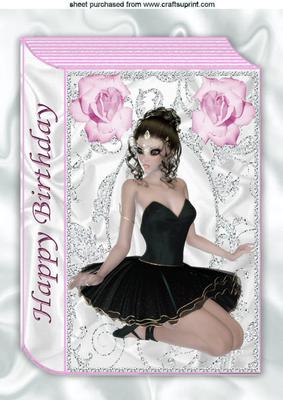 Ballerina in Black Dress with Pink Roses Book A4