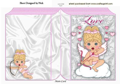 Little Love Cherub with Pink Heart Folded Book