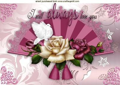 I Will Always Love You, Lace Fan with Roses A4