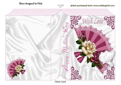 Pretty Lace Fan with Roses for Mothers Day Folded Book