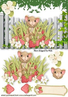 Little Strawberry Mouse with Flowers