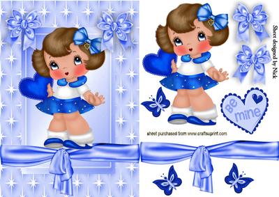 Pretty in Blue with Hearts and Butterflies